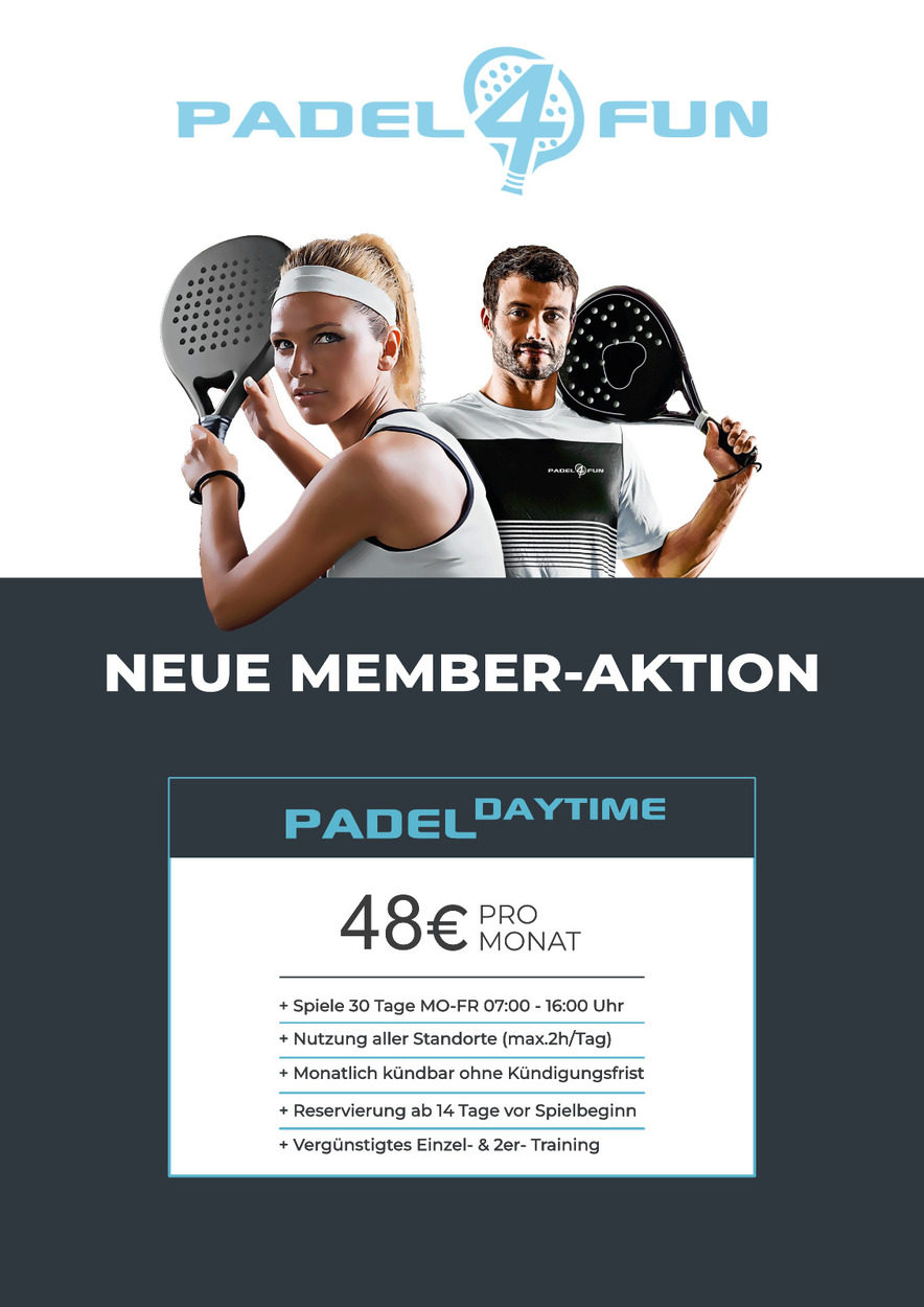 NEU! PADEL DAY-TIME & PADEL365 MITGLIEDSCHAFT